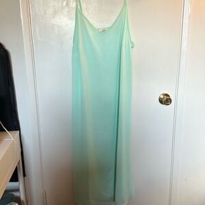 Green slip dress